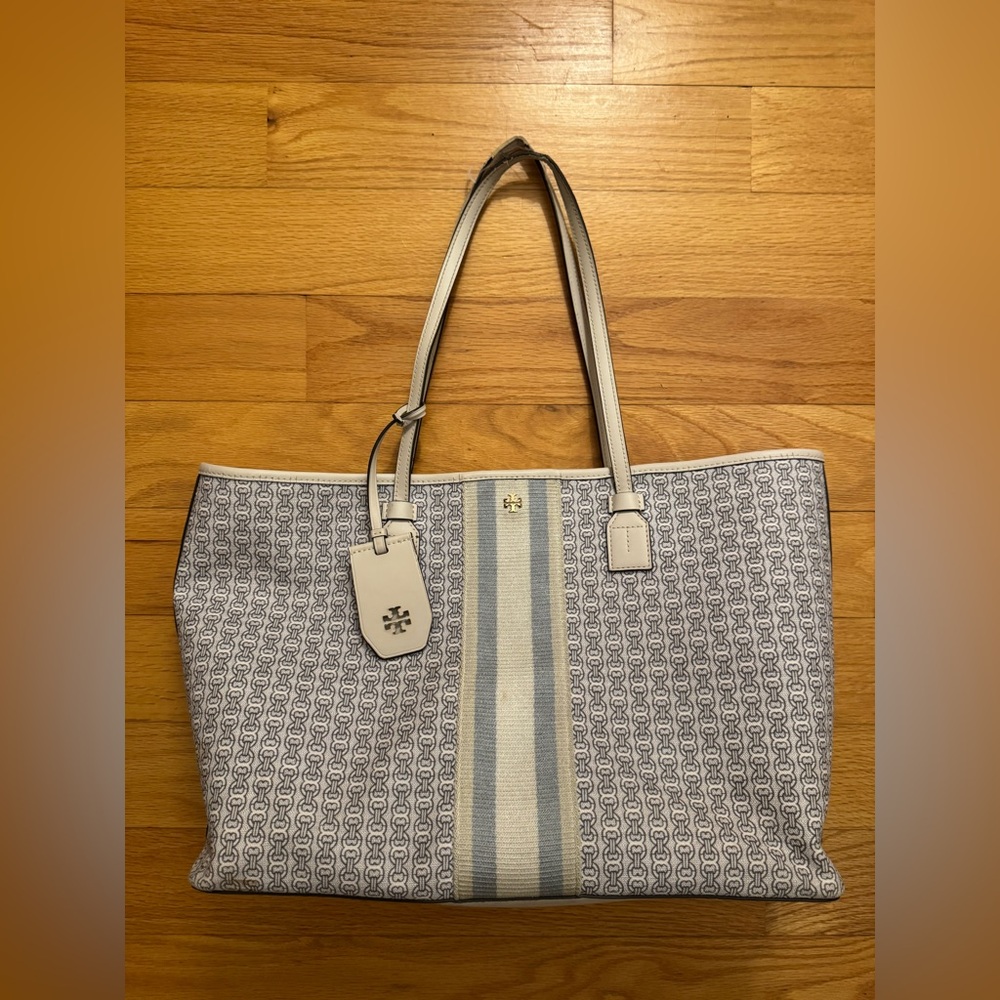 Tory Burch Gemini Link Canvas Tote - Ivory/Gold